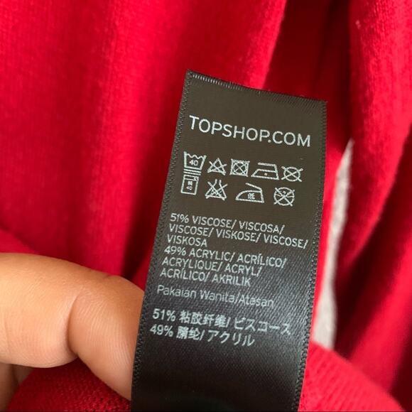 TOPSHOP Red Half Ruffle Sweater Top US 2 - Picture 7 of 9